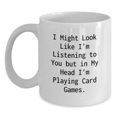 Fun Funny Card Games Gifts for Men Women Friends from, White Coffee Mug for Card Game Lovers, Christmas Unique Card Games Humor Quote Mug - Main