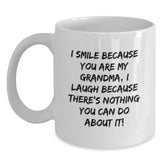 Funny Grandma Quotes White Coffee Mug, Unique Gifts for Grandma from Family on Birthday, White 11oz/15oz Ceramic Mug - Main