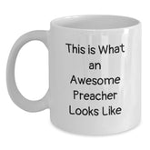 Awesome Preacher Funny Graduation Gifts from Friends for Preacher, White Coffee Mug - Main