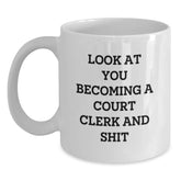 Funny Court Clerk White Coffee Mugs for Christmas Unique Gifts from Friends to Court Clerks and Family - Main