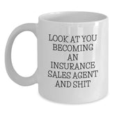 Funny Insurance Sales Agent Gifts for Him, White Christmas Unique Coffee Mug with Inspirational Quote - Main