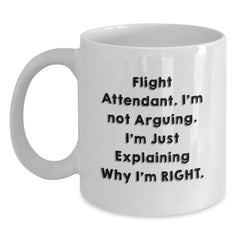 Funny Flight Attendant Gifts from Friends Christmas Unique Gifts, Flight Attendant Humor White Coffee Mug, I'm Not Arguing I'm Just Explaining Why I'm Right - Main