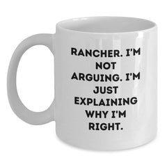 Funny Rancher Gifts from Friends, White Coffee Mug for Rancher, Christmas Unique Ideas for Men, Women, Coworkers, Family - Main