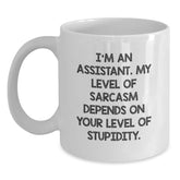 Funny Assistant Gifts from Friends for Graduation - White Coffee Mug with Sarcasm Quote - Main