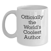 Funny Author Gifts from Friends for Men Unique White Coffee Mug - Officially The World's Coolest Author Quote - Main