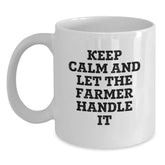 Farmer's Friends Gifts from Family Keep Calm White Coffee Mug, Inspirational Birthday Unique Gifts for Men Women Friends Coworkers - Main