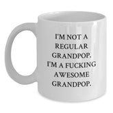 Funny Grandpop Gifts for Men, I'm Not A Regular Grandpop, Unique Birthday Mug Ideas for Dad, White Coffee Mugs from Grandchildren - Main