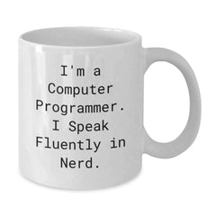 Funny Computer Programmer Gifts from Friends, 'I'm A Computer Programmer. I Speak Fluently In genius.' 15oz White Coffee Mug for Birthday - Additional