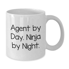 Agent By Day Ninja By Night White Coffee Mug Funny Agent Gifts for Graduation - Additional