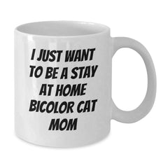 Bicolor Cat Mom Coffee Lovers Christmas Unique Gifts from Family to Bicolor Cat Enthusiast Funny White Ceramic Mug - Additional