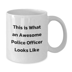 Police Officer Gifts for Men - Funny White Coffee Mug, 'This Is What An Awesome Police Officer Looks Like' Quote, Graduation Unique Gifts from Family to Friends - Additional