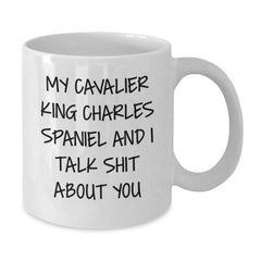 Funny Cavalier King Charles Spaniel Dog Gifts from Friends to Family - White Coffee Mug, My Cavalier King Charles Spaniel And I Talk Shit About You Quote, Birthday Unique Gifts - Additional