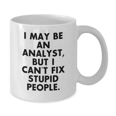Funny Analyst Gifts for Coworkers, White Coffee Mugs with I May Be An Analyst But I Cant Fix Stupid People Quote, Christmas Unique Gifts from Friends - Additional
