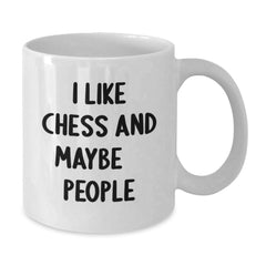 Funny Chess Gifts for Men - White Coffee Mug - I Like Chess And Maybe 3 People - Unique Christmas Memorable Presents from Friends for Chess Enthusiasts - Additional