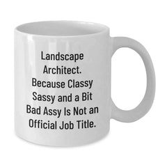 Funny Landscape Architect Christmas Unique Gifts from Men - White Coffee Mug - Because Classy Sassy And A Bit Fearlessy Is Not An Official Job Title. - Additional