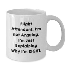 Funny Flight Attendant Gifts from Friends Christmas Unique Gifts, Flight Attendant Humor White Coffee Mug, I'm Not Arguing I'm Just Explaining Why I'm Right - Additional