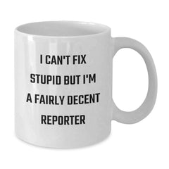 Funny Reporter White Coffee Mugs Gifts for Men Friends Coworkers from Family - Unique Christmas Memorable Present - Additional