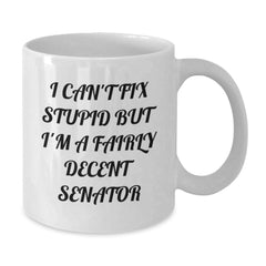 Funny Senator White Coffee Mugs Gifts for Senator Men Friends Family, Unique Christmas Unique Gifts from Friends and Family, I'm A Fairly Decent Senator White Coffee Mug - Additional