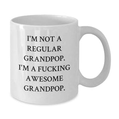 Funny Grandpop Gifts for Men, I'm Not A Regular Grandpop, Unique Birthday Mug Ideas for Dad, White Coffee Mugs from Grandchildren - Additional