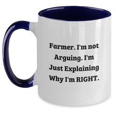 Farmer Gifts from Friends - Funny Two Tone Coffee Mug - Christmas Unique Gifts for Men and Women - 'I'm Not Arguing. I'm Just Explaining Why I'm Right.' - Main