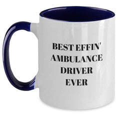 Funny Ambulance Driver Gifts for Men, Best Effin' Ambulance Driver Ever Two Tone Coffee Mug, Graduation Unique Gifts from Friends - Main