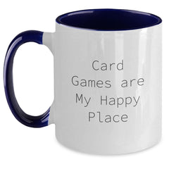 Funny Card Games Gifts for Friends and Family, Two Tone Coffee Mug 'Card Games Are My Happy Place' Christmas Unique - Main