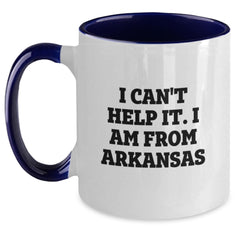 Arkansas Lovers Funny I Can't Help It I Am From Arkansas Two Tone Coffee Mug Gifts from Friends and Family for Birthday - Main