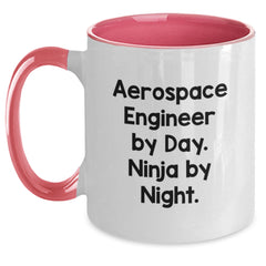 Aerospace Engineer Gifts from Friends, Unique Graduation Mugs for Men and Women, 'Aerospace Engineer By Day. Ninja By Night.' Funny Quote, Two Tone Coffee Mug - Main