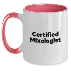 Funny Mixologist Gifts from Friends for Him - Two Tone Coffee Mug for Birthday, 'Certified Mixologist' Quote, 11oz, Microwave & Dishwasher Safe - Main