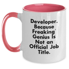 Funny Developer Gifts, Two Tone Coffee Mugs, 'Developer. Because Freaking' genius Is Not An Official Job Title.' Quote, Birthday Unique Gifts from Family or Friends for Men or Women - Main