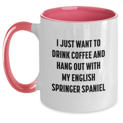 Funny English Springer Spaniel Dog Gifts for Men, Women, Friends - I Just Want To Drink Coffee And Hang Out with My English Springer Spaniel - Birthday Unique Gifts from Friends to Family - Main