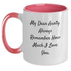 Funny Aunty Gifts from Men to Aunty, Two Tone Coffee Mug with My Dear Aunty. Always Remember How Much I Love You., Birthday Unique Gifts for Aunty, Gifts from Women to Aunty - Main