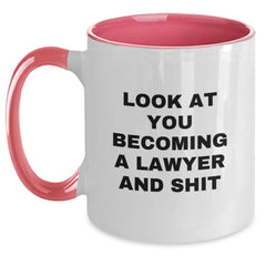 Funny Lawyer Two Tone Coffee Mugs Gifts for Lawyer Friends from Men - Look At You Becoming A Lawyer And Shit Christmas Unique Gifts - Main