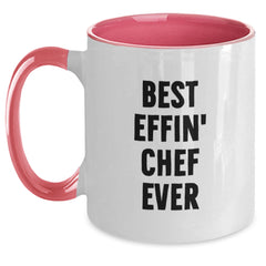 Funny Chef Gifts for Men Women Friends Family - Two Tone Coffee Mug with Best Effin' Chef Ever Quote - Main