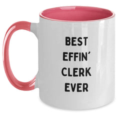 Funny Clerk Gifts from Friends, Christmas Unique Clerk Two Tone Coffee Mug, Best Effin' Clerk Ever - Main