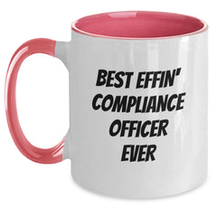 Funny Compliance Officer Gifts, 'Best Effin' Compliance Officer Ever' Two Tone Coffee Mug, Graduation Unique Gifts from Friends, Coworkers, Family for Men, Women - Main