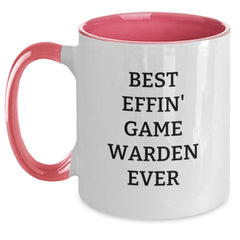 Funny Game Warden Gifts from Friends - Best Effin' Game Warden Ever Two Tone Coffee Mug for Birthday, Unique Games-Related Mug for Men or Women - Main
