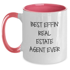 Funny Real Estate Agent Gifts from Friends for Graduation Unique Real Estate Agent Two Tone Coffee Mugs - Best Effin' Real Estate Agent Ever - Main