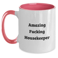 Funny Housekeeper Gifts from Friends and Family - Two Tone Coffee Mug with Amazing Quote, Birthday Unique Presents for Housekeeper - Main