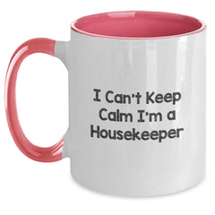 Funny Housekeeper Gifts from Men to Women Friends Coworkers for Christmas - I Can't Keep Calm I'm A Housekeeper Two Tone Coffee Mug - Black and White, Red and White, Navy and White, Pink and White - Main