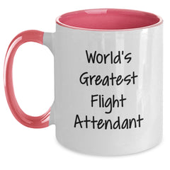 Funny Flight Attendant Gifts for Him or Her, Two Tone Coffee Mug, 'World's Greatest Flight Attendant' Quote - Main