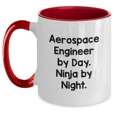 Aerospace Engineer Gifts from Friends, Unique Graduation Mugs for Men and Women, 'Aerospace Engineer By Day. Ninja By Night.' Funny Quote, Two Tone Coffee Mug - Main