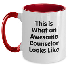 Funny Counselor Gifts: This Is What An Awesome Counselor Looks Like, Two Tone Coffee Mug for Graduation from Friends, Coworkers, or Family - Main