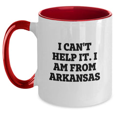 Arkansas Lovers Funny I Can't Help It I Am From Arkansas Two Tone Coffee Mug Gifts from Friends and Family for Birthday - Main