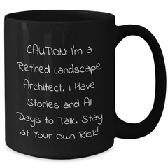 Funny Landscape Architect Gifts for Men from Coworkers, Unique Black Coffee Mug with Caution Quote - Additional