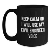 Civil Engineer Gifts from Men, Funny Black Coffee Mug for Christmas Unique Presents for Civil Engineers Friends - Main