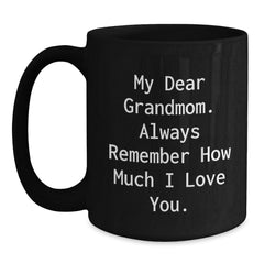 Grandmom Love Gifts from Family Members - Funny Quote Black Coffee Mug, Perfect for Christmas Unique Presents - Main