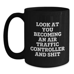 Funny Air Traffic Controller Jokes Black Coffee Mug Gifts for Him from Son - Main