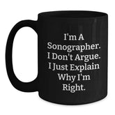 Funny Sonographer Gifts from Family and Friends, Unique Black Coffee Mug for Sonographer Men and Women, Christmas Unique Gifts for Him and Her - Main