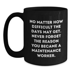Inspiring Maintenance Worker Gifts from Friends - Black Coffee Mug, Funny Quote for Graduation Unique Gifts - Main